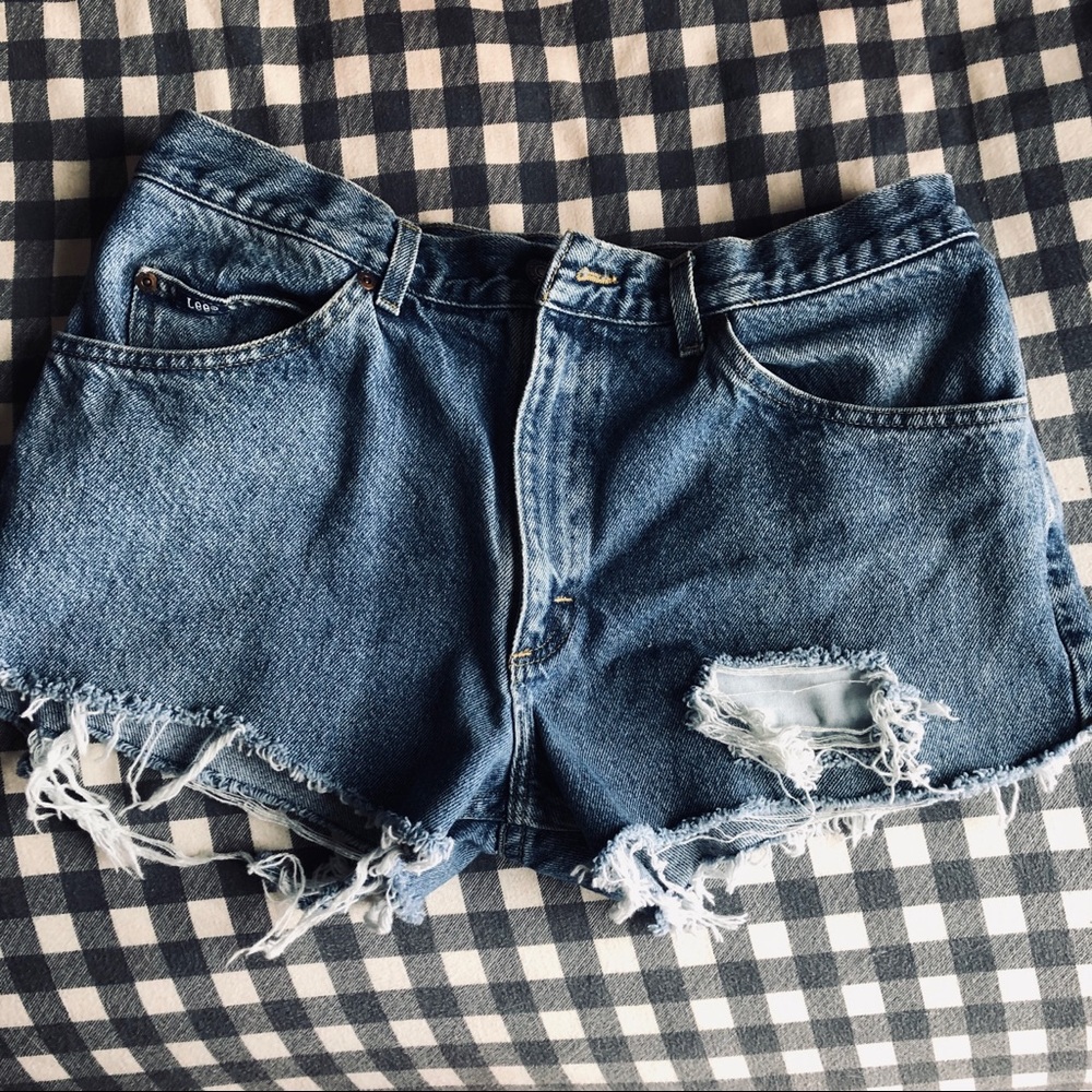 Lee hand-made distressed denim shorts
